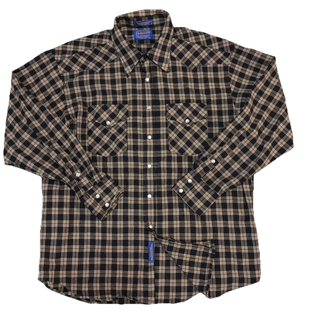 Pendleton Vintage  Sir‎ Pendleton Men's XL Plaid Pearl Snap Wool Flannel Shirt